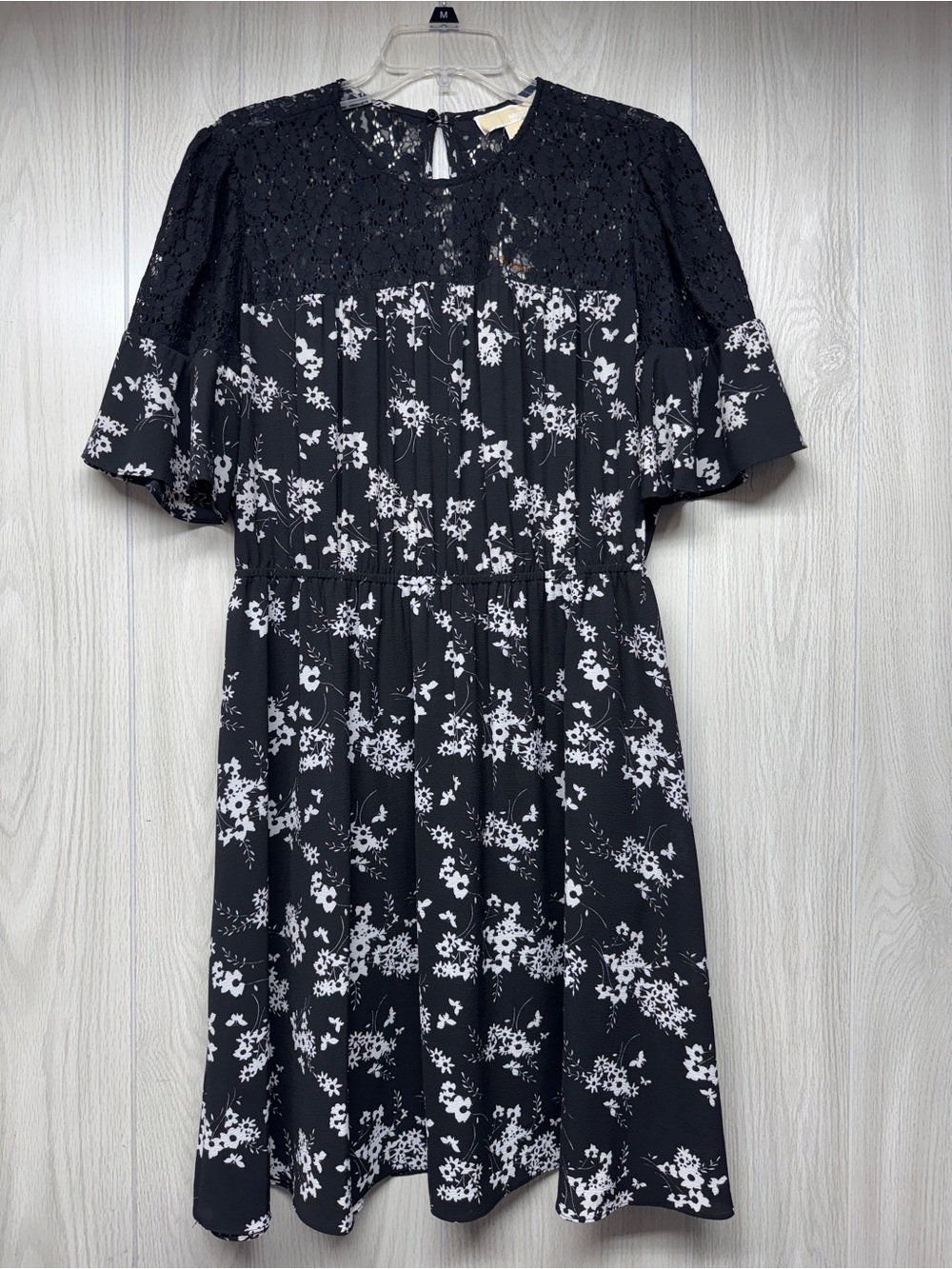 NWT MICHAEL Michael Kors Black & White Lace Dress - Size 12